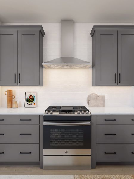 Kitchen with subway tile backsplash