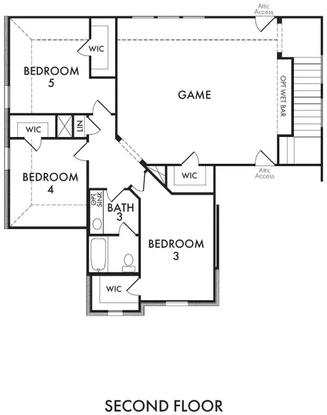 2D floor plan layout for the Thornbury by Impression Homes in Still Water Lake Estates, Godley, TX (Image 4). 2D floor plan layout for the Thornbury by Impression Homes in Still Water Lake Estates, Godley, TX (Image 4).