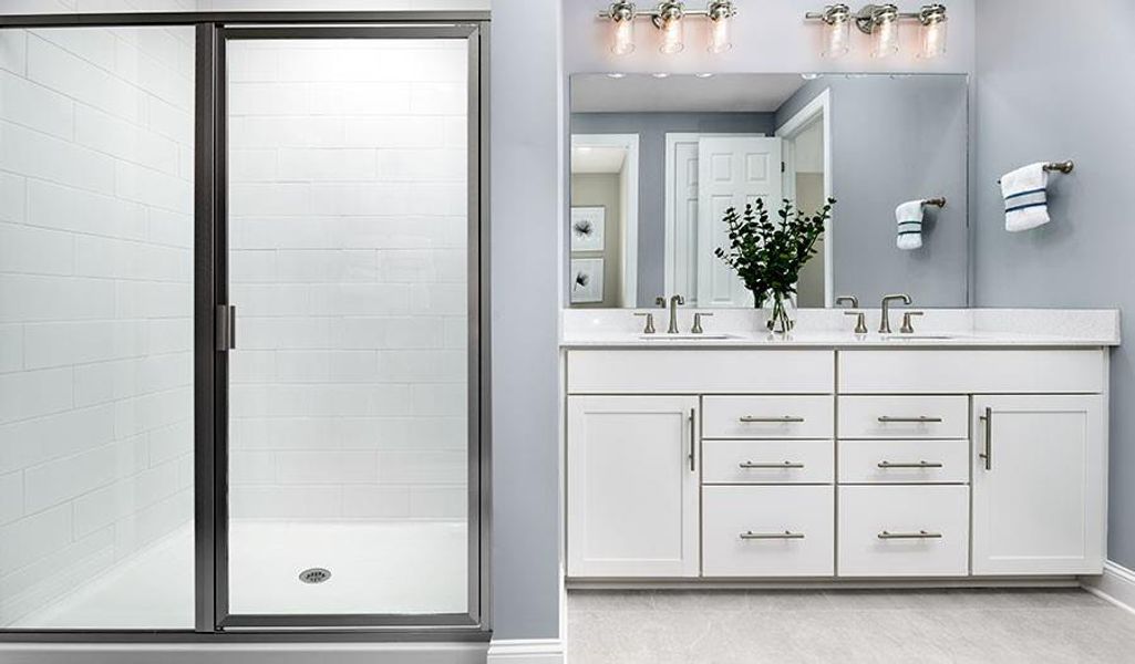 Primary Bath with Dual Vanities & walk-in shower - Representative Photo