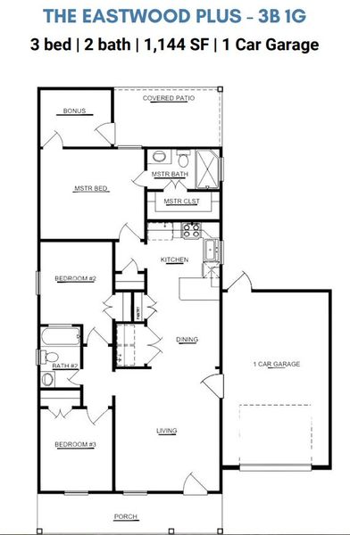 2D floor plan layout for the The Eastwood by ICONIQ Homes in Frontier Lakes, Willis, TX (Image 5). 2D floor plan layout for the The Eastwood by ICONIQ Homes in Frontier Lakes, Willis, TX (Image 5).