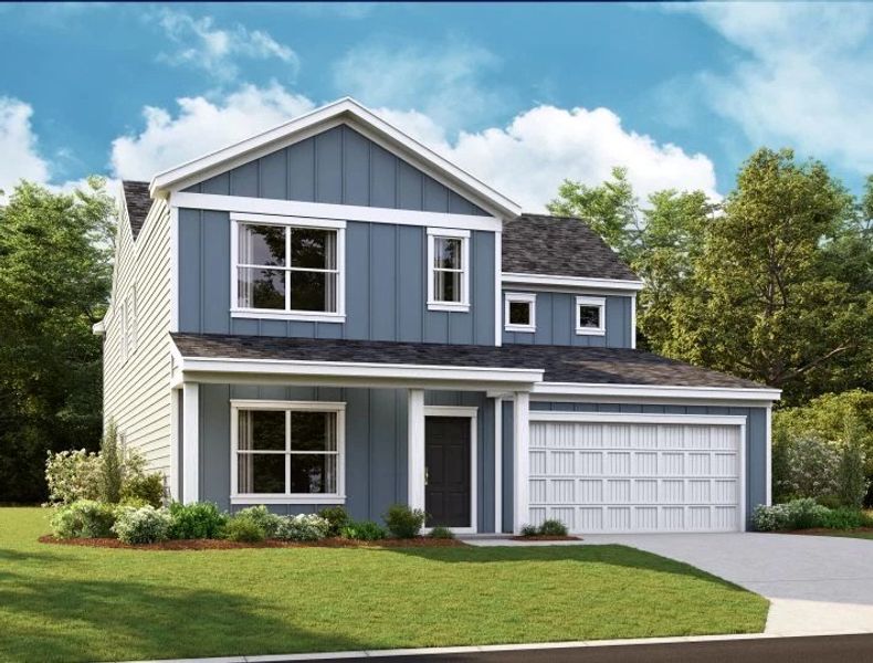 Front exterior of a new home in Trieste at Bella Vita, Myrtle Beach, SC, highlighting curb appeal (Image 18). Front exterior of a new home in Trieste at Bella Vita, Myrtle Beach, SC, highlighting curb appeal (Image 18).