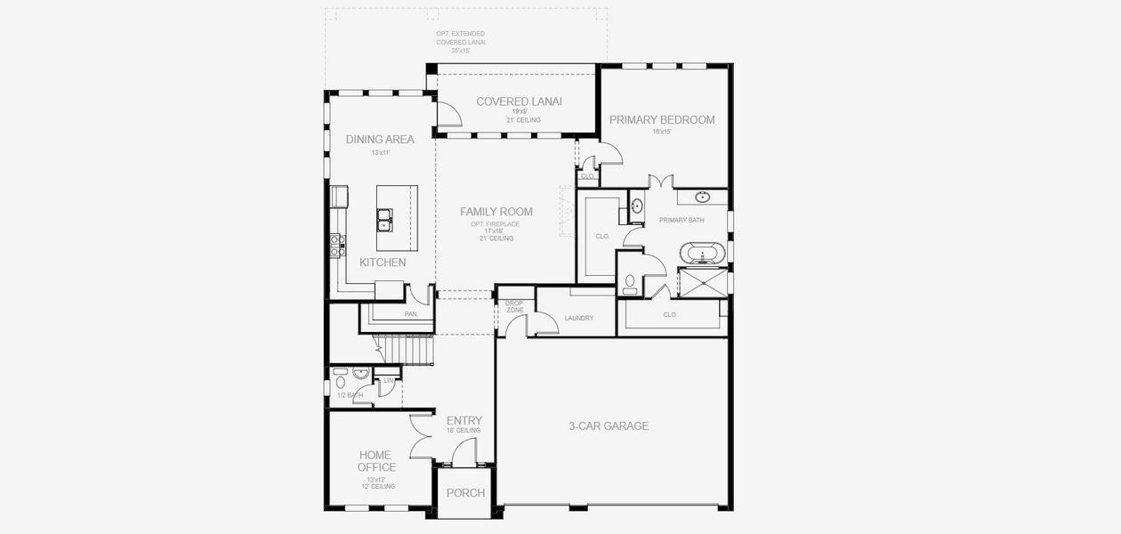 2D floor plan layout for the 3479F by Perry Homes in Sanctuary at Seaire, Parrish, FL (Image 3).