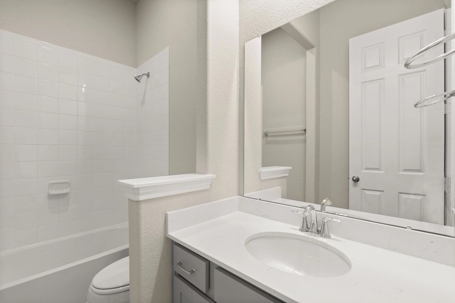 Secondary bath. Note: Sample product photo - actual exterior and interior selections may vary by homesite