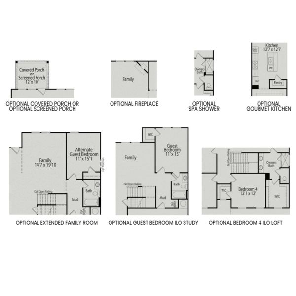 2D floor plan layout for the The Willow B by Davidson Homes LLC in Montrose, Aberdeen, NC (Image 5).