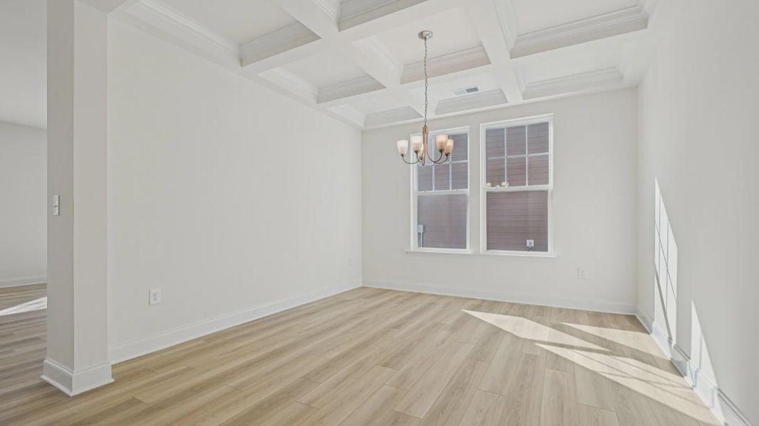 Wagener home plan formal dining room with coffered ceilings