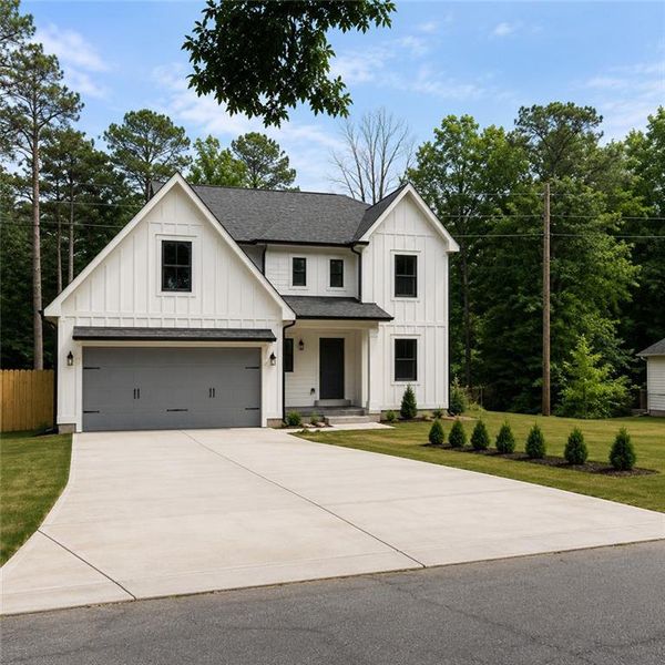 Front exterior of a new home in , Mableton, GA, highlighting curb appeal (Image 16).