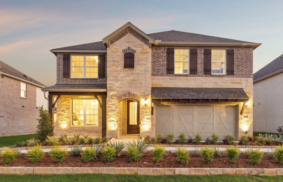 The Caldwell, a two-story home with covered front porch and 2-car garage