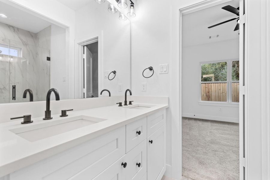 Primary bath with double Vanity. Primary bath with double Vanity.