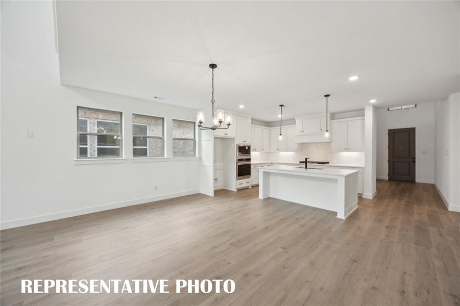 Whether you are hosting grand dinner parties or cozy family get togethers, this dining room fits all occasions!  REPRESENTATIVE PHOTO