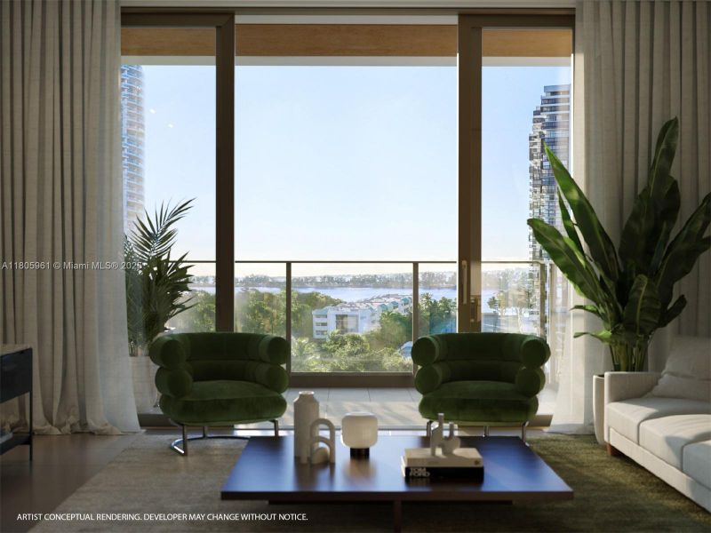 Furnished interior view inside a new home in 2200 Brickell, Miami (Image 5).