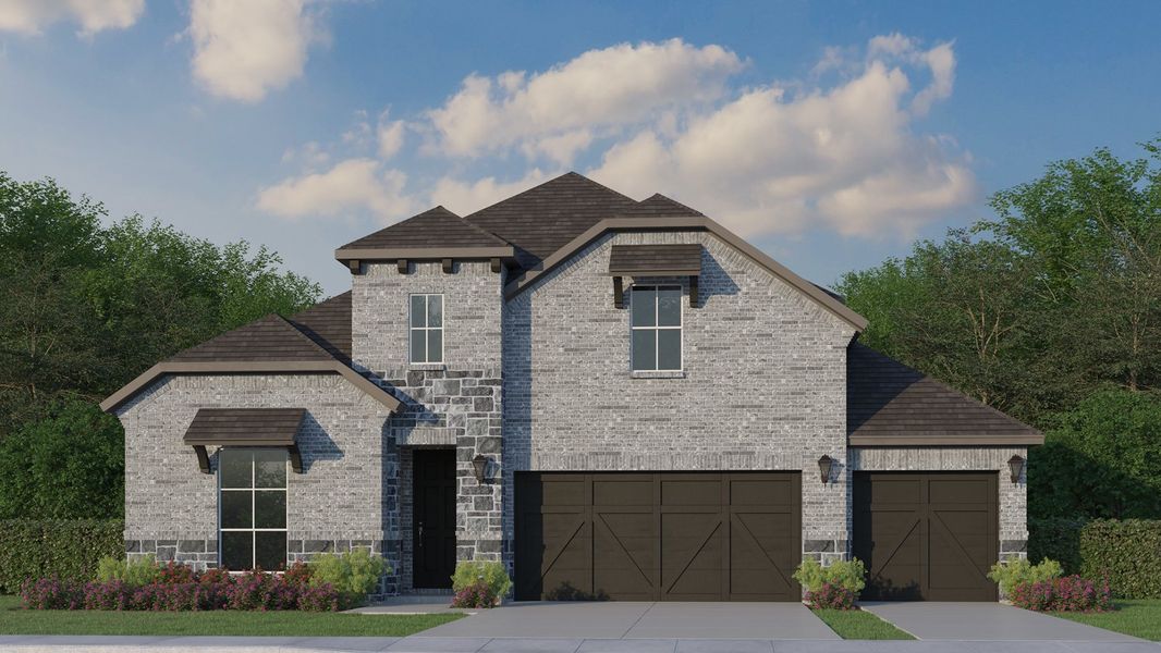 Plan 1533 Elevation B with Stone & 3 Car Garage Plan 1533 Elevation B with Stone & 3 Car Garage
