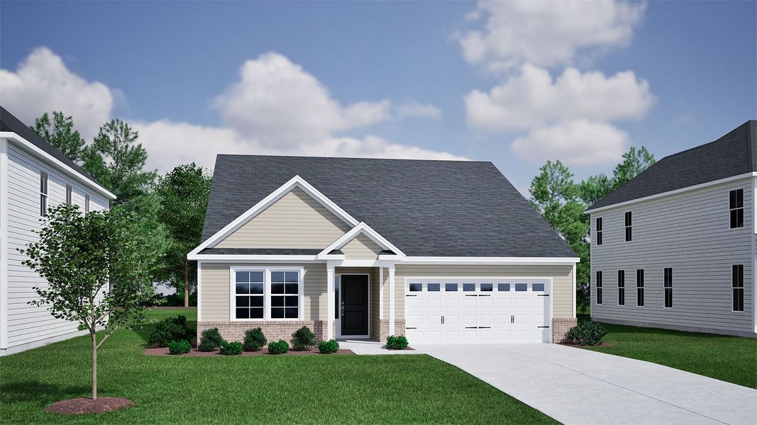 Representative exterior photo of a completed home built from the Decatur - Genesis Value Collection by Mungo Homes in Fairway Woods at Wyboo, Manning, SC (Image 4).