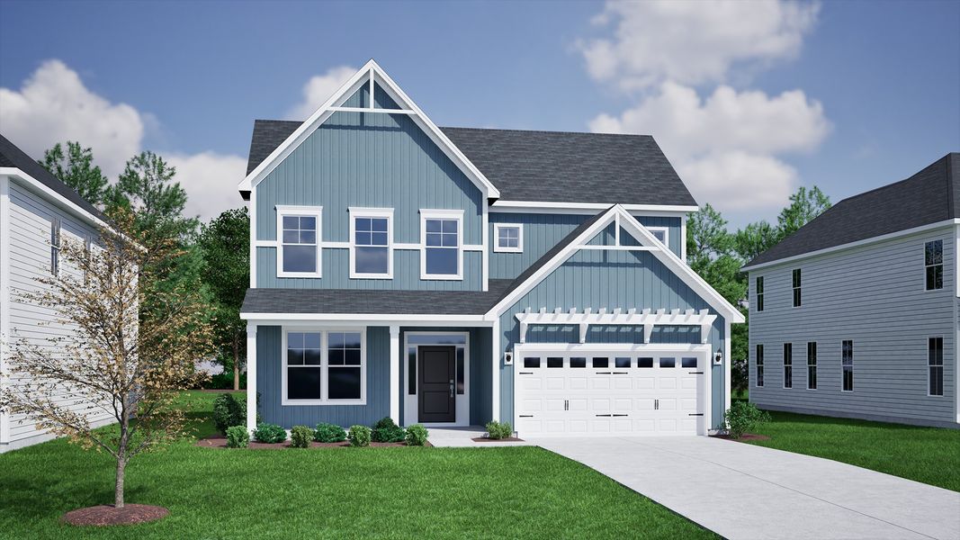 Representative exterior photo of a completed home built from the Peachtree - Vanguard Collection by Mungo Homes in Rogers Spring, Graham, NC (Image 15).