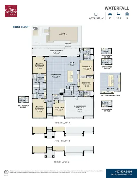 2D floor plan layout for the Waterfall by Park Square Residential in Windsor Cay Resort, Clermont, FL (Image 4). 2D floor plan layout for the Waterfall by Park Square Residential in Windsor Cay Resort, Clermont, FL (Image 4).