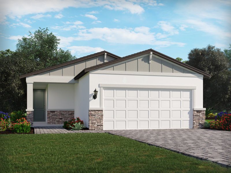 Representative exterior photo of a completed home built from the Acadia by Meritage Homes in Hamilton Bluff - Classic Series, Lake Hamilton, FL (Image 1).