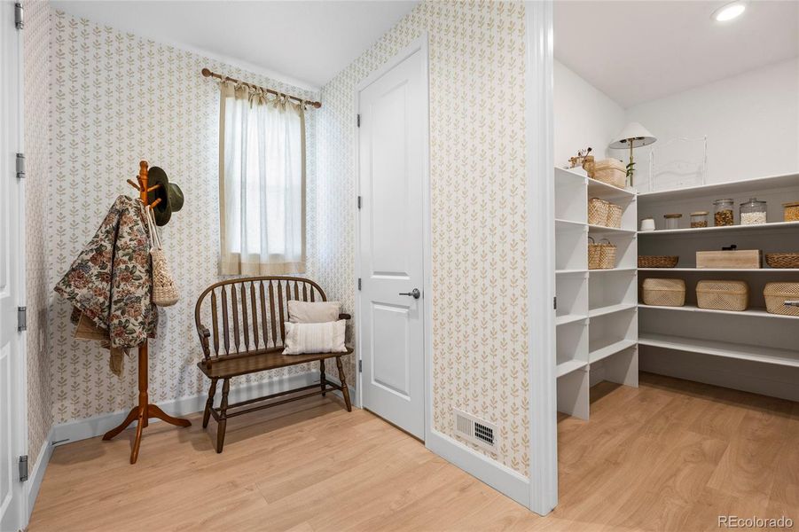mudroom and huge walk-in pantry