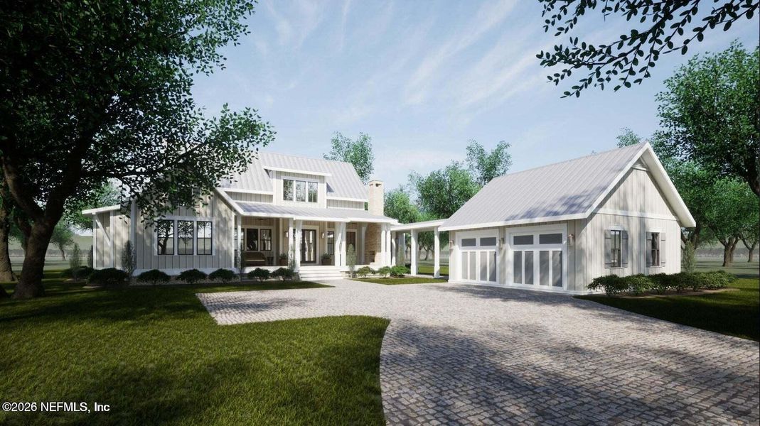 Front exterior of a new home in , St. Augustine, FL, highlighting curb appeal (Image 1). Front exterior of a new home in , St. Augustine, FL, highlighting curb appeal (Image 1).