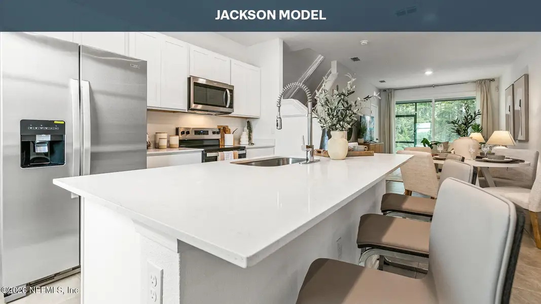 Furnished interior view inside a new home in Cordera Townhomes, St. Augustine (Image 13). Furnished interior view inside a new home in Cordera Townhomes, St. Augustine (Image 13).