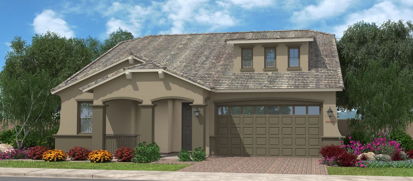 Representative exterior photo of a completed home built from the Rockaway w/Loft by Fulton Homes in North Shore at Promenade, Queen Creek, AZ (Image 5).