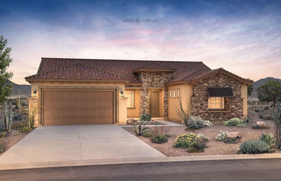 Representative exterior photo of a completed home built from the Endeavor by Del Webb in Sun City Festival, Buckeye, AZ (Image 16).