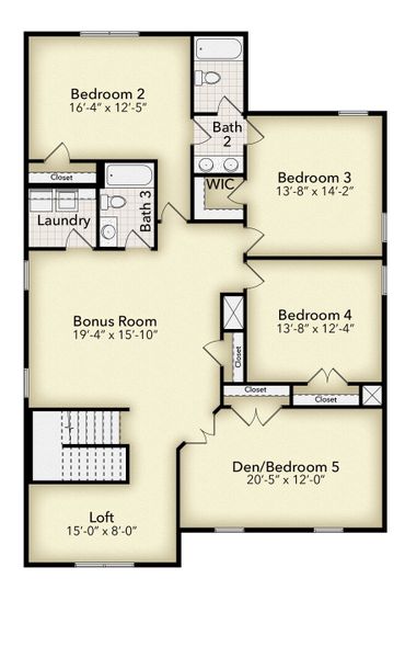 2D floor plan layout for the 3030 by Adams Homes in Chambers Landing, Commerce, GA (Image 5).