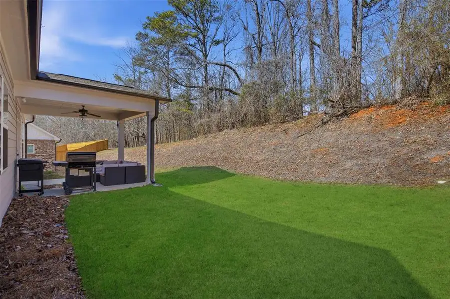 Exterior details and patio area of a home in Cambridge, Flowery Branch (Image 26).