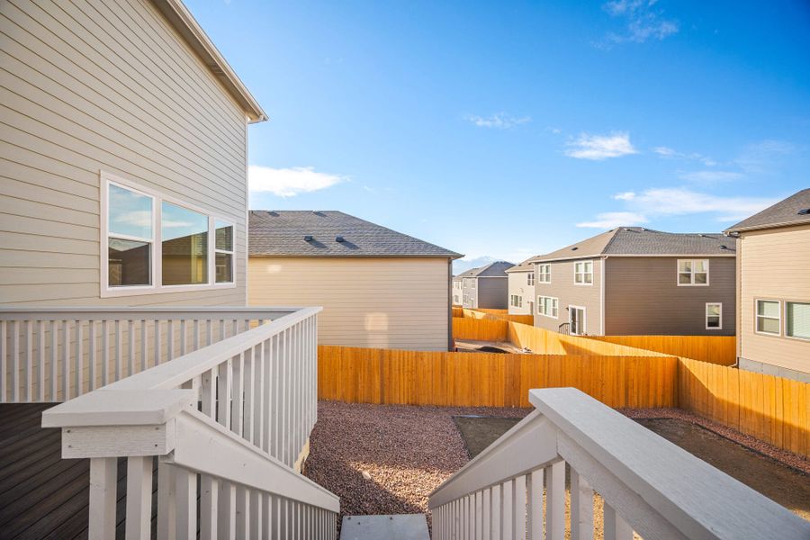 Exterior details and patio area of a home in Ridge at Lorson Ranch, Colorado Springs (Image 3).