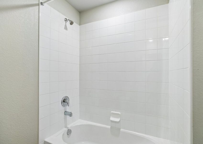 The secondary bathroom has a tub/shower combo. The secondary bathroom has a tub/shower combo.