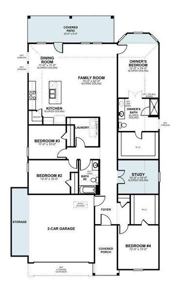 2D floor plan layout of this home in Carillon, Manor, TX (Image 4). 2D floor plan layout of this home in Carillon, Manor, TX (Image 4).