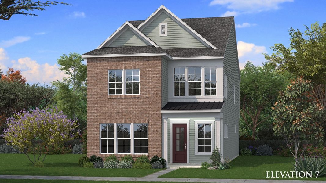 Representative exterior photo of a completed home built from the Brentwood - 3 Story by DRB Homes in The River District Single Family Homes, Charlotte, NC (Image 5).