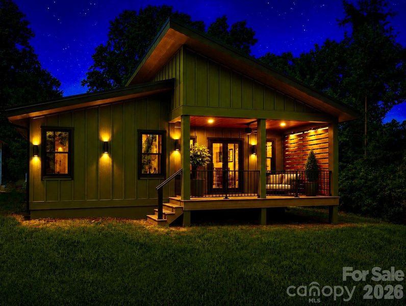 Back of home awesome porch with privacy screen and modern lighting. Walk through model allowed now. Back of home awesome porch with privacy screen and modern lighting. Walk through model allowed now.