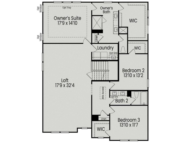 2D floor plan layout for the The Beech by Davidson Homes LLC in Sage on North Main, Wake Forest, NC (Image 5).