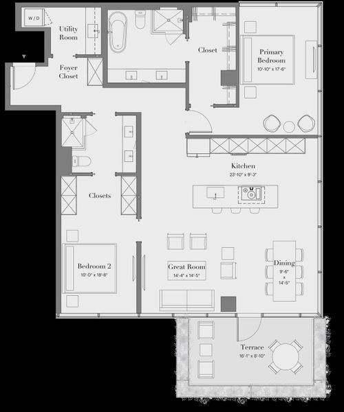 2D floor plan layout for the 2B-02 by Optima Homes in Optima McDowell Mountain, Scottsdale, AZ (Image 1).