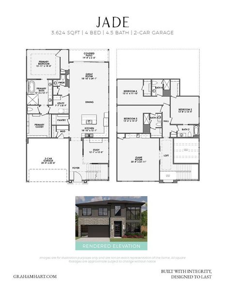 2D floor plan layout for the Jade by Graham Hart Home Builder in Dove Station Luxury Series, Grapevine, TX (Image 2). 2D floor plan layout for the Jade by Graham Hart Home Builder in Dove Station Luxury Series, Grapevine, TX (Image 2).