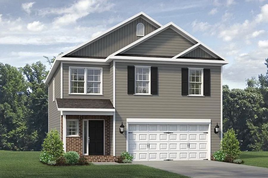 Representative exterior photo of a completed home built from the Southport by Keystone Homes NC in Brassfield Meadows, Burlington, NC (Image 28). Representative exterior photo of a completed home built from the Southport by Keystone Homes NC in Brassfield Meadows, Burlington, NC (Image 28).