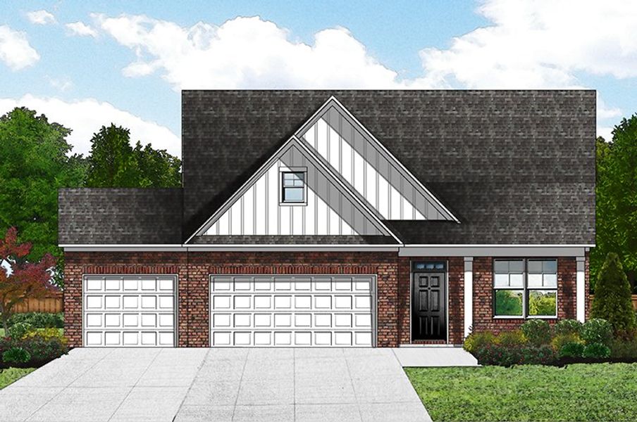 Elevation B4 - 3 Car Garage & Ext. Porch