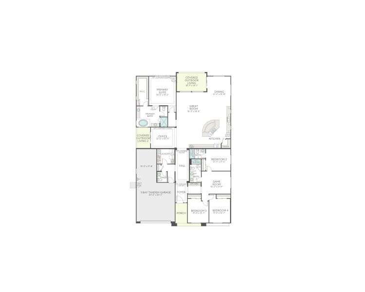 2D floor plan layout for the Spring Plan 50-2 by Tri Pointe Homes in Whispering Hills, Laveen, AZ (Image 5).