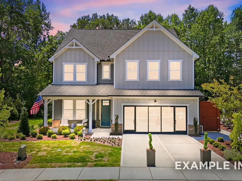 Front exterior of a new home in Rockport, Wake Forest, NC, highlighting curb appeal (Image 28). Front exterior of a new home in Rockport, Wake Forest, NC, highlighting curb appeal (Image 28).