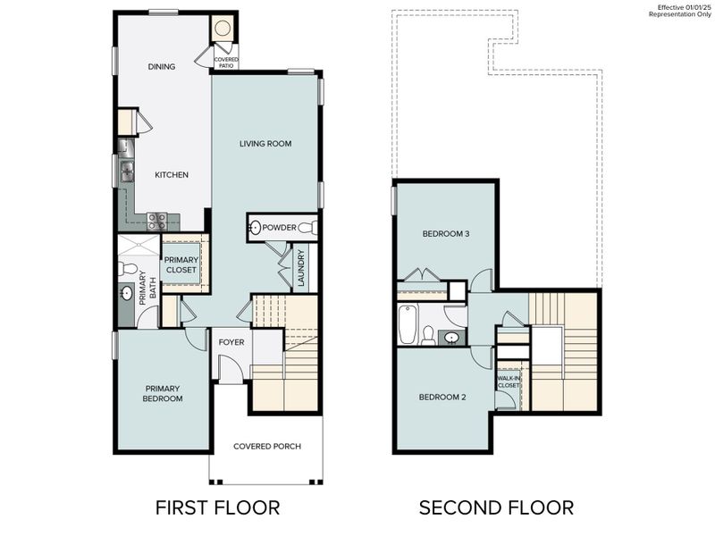 2D floor plan layout for the 1501 by Brohn Homes in Harvest Ridge, Elgin, TX (Image 3).