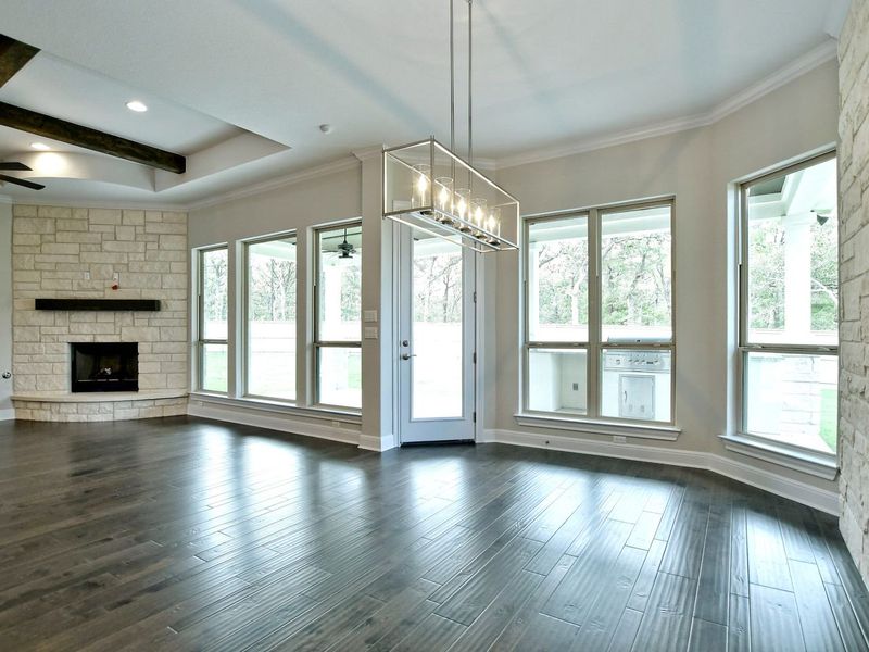 Representative unfurnished interior of a home built from the Madera II by Giddens Homes in Scofield Farms Estates, Georgetown (Image 378).