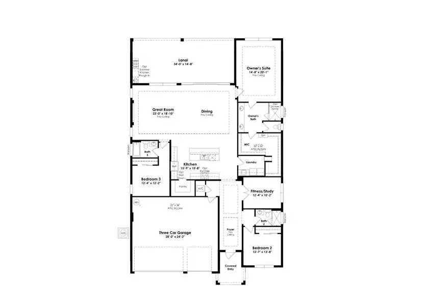 2D floor plan layout of this home in Astor Creek Golf & Country Club, Port St. Lucie, FL (Image 4).