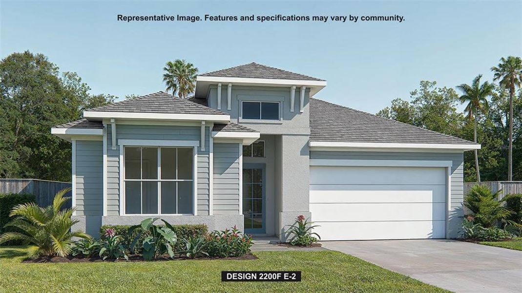 Front exterior of a new home in Turnleaf 50', Punta Gorda, FL, highlighting curb appeal (Image 1).