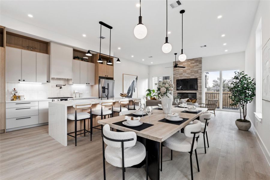 Open sightlines and elevated ceilings create a sense of scale, while curated finishes bring warmth and cohesion throughout. It’s a layout designed for effortless flow and everyday sophistication.