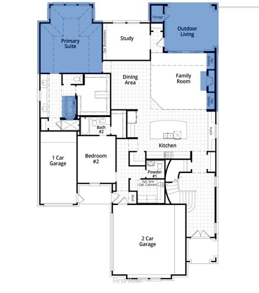2D floor plan layout of this home in Quail Hollow: 72ft. lots, Rockwall, TX (Image 4).