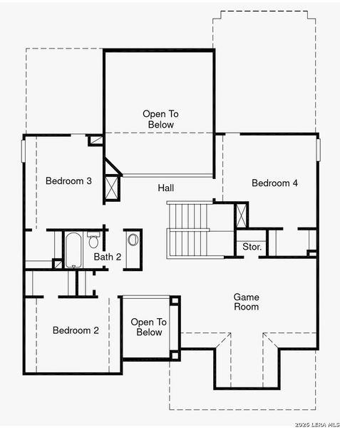 2D floor plan layout of this home in The Parklands, Schertz, TX (Image 3).