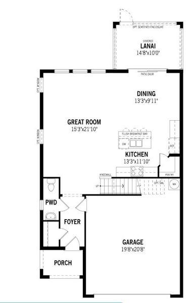 2D floor plan layout for the Blue Spring by Mattamy Homes in Crosswind Ranch, Parrish, FL (Image 4).