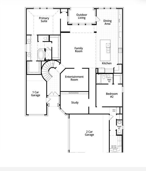 2D floor plan layout for the 229 by Highland Homes in Grange, Katy, TX (Image 22).