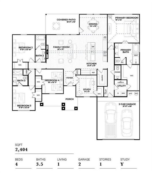 2D floor plan layout of this home in Calhoun Acres, Azle, TX (Image 3).