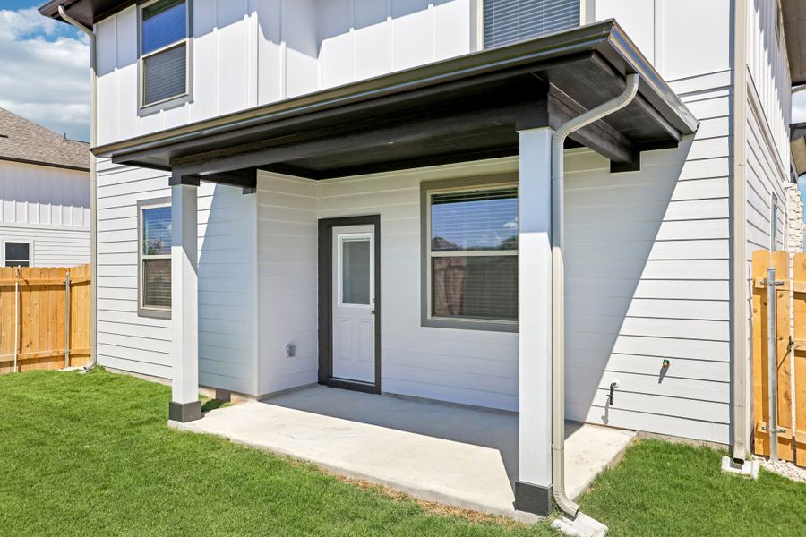 Exterior details and patio area of a home in Porter Country, Buda (Image 3). Exterior details and patio area of a home in Porter Country, Buda (Image 3).