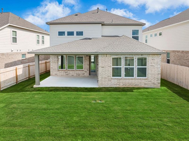 Exterior details and patio area of a home in Santa Rita Ranch, Liberty Hill (Image 22). Exterior details and patio area of a home in Santa Rita Ranch, Liberty Hill (Image 22).